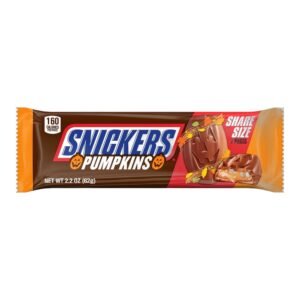 2691-white Snickers Pumpkins Chocolate Halloween Candy Bars, Share Size - 2.2 oz pack