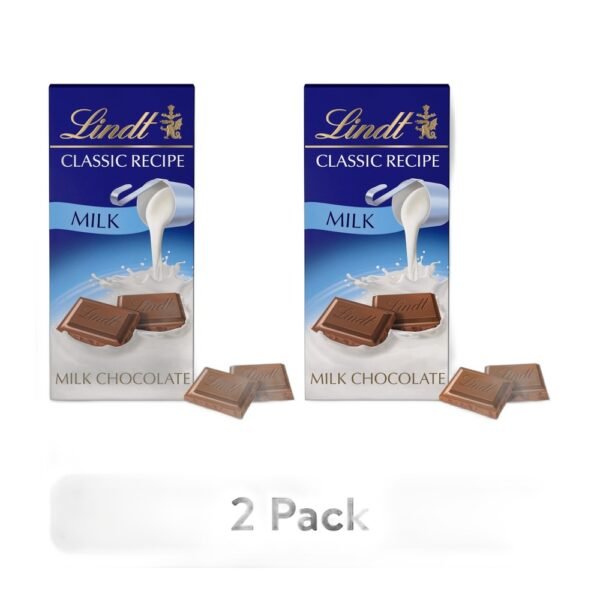 2715-white (2 pack) Lindt Classic Recipe Milk Chocolate Candy Bar, 4.4 oz, Bar