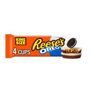 2717-white Reese's OREO Milk Chocolate and White Creme King Size Peanut Butter Cups Candy, Pack 2.8 oz