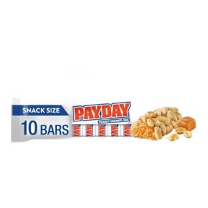 2723-white PayDay Peanut Caramel Candy Bars & Miniatures, Snack Size, .7 oz (10 Count)