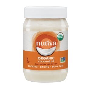 2800-white Nutiva Organic, Steam Refined Coconut Oil from non-GMO, Sustainably Farmed Coconuts, 15 Fluid Ounces