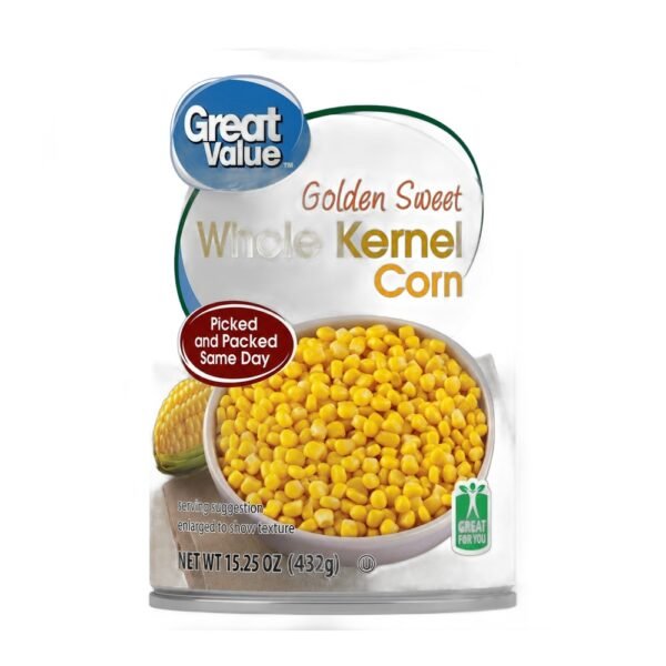 2821-white Great Value Golden Sweet Whole Kernel Corn, 15.25 oz