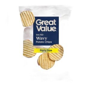 2831-white Great Value Original Salted Wavy Potato Chips Party Size, 13 oz Bag