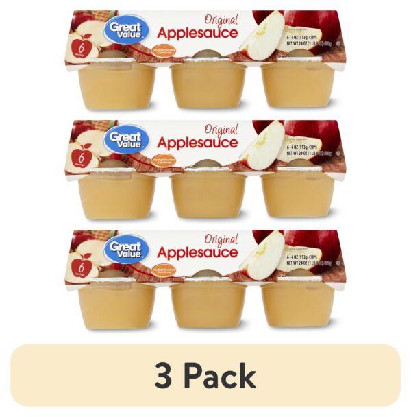 3-pack-Great-Value-Original-Applesauce-4-oz-6-Count_7e25df4f-b29c-4229-bc18-7ed27c0fed97.5bdde208c9d9164714796cd566c2a2be.jpeg (3 pack) Original Applesauce, 4 oz, 6 Count