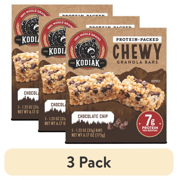 3-pack-Kodiak-Chocolate-Chip-Chewy-Protein-Granola-Bars-1-23-oz-5-Count_0640f1d2-672a-4e7d-8e94-5bbbce7c158d.c55204856bf06fd72e06068b6211ecd0.jpeg (3 pack) Kodiak Chocolate Chip Chewy Protein Granola Bars, 1.23 oz, 5 Count Cardboard Box