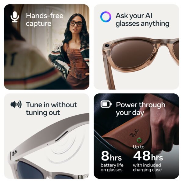 Ray-Ban Meta (Gen 2), Wayfarer, Shiny Black, Transitions® Graphite Green Lenses | Smart AI Glasses