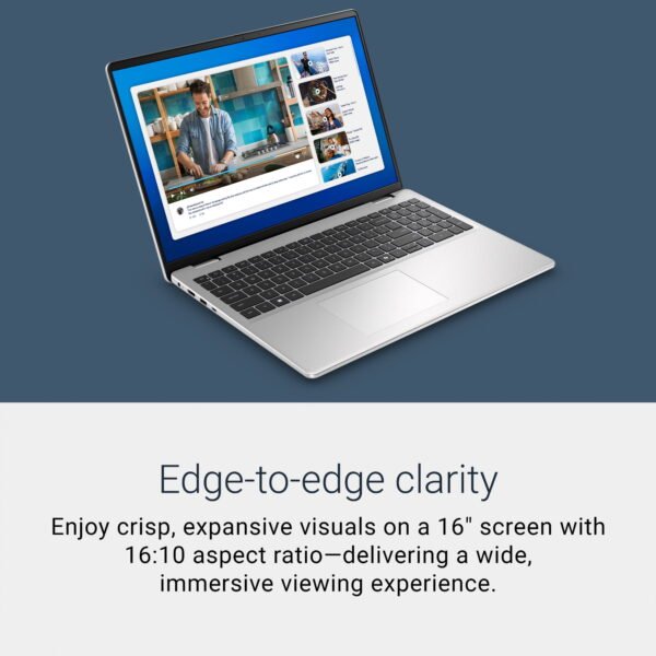 Dell 16” Laptop, Intel® Core™ 5, 8GB, 512GB, FHD+ Touch, Silver Metal, Backlit Keyboard