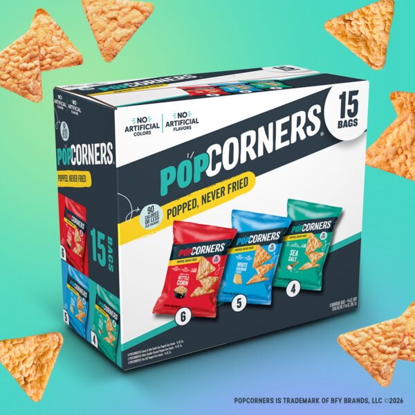 3c11a4e6-2179-4cfd-be67-9b4954089d58.7c03f8721d9f475ef51bc3fef7a9978f.jpeg PopCorners Popped Corn Snack Chips, 3 Flavor Variety Pack, 15 Count Multipack
