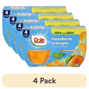 (4 pack) Dole Fruit Bowls Mandarin Oranges in 100% Fruit Juice, 4 oz Cups (4 Pack)