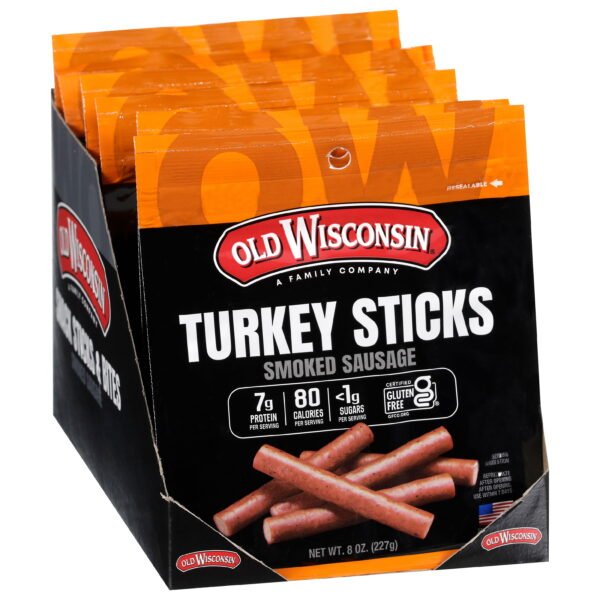 49fdee24-62a1-4683-88a8-2cb739df77cf.efa4d23514a3b8596ff7d70dbc8024b6.jpeg Old Wisconsin® Snack Sticks Turkey Sausage Sticks 8 oz. Pouch, Fully Cooked and Smoked