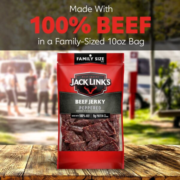 Jack Link’s Beef Jerky, Peppered, Made with 100% Beef, 9g of Protein per Serving, 10 Ounce Bag