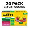 Mott's No Sugar Added Applesauce Variety Pack, 3.2 oz, 20 Count Clear Pouches