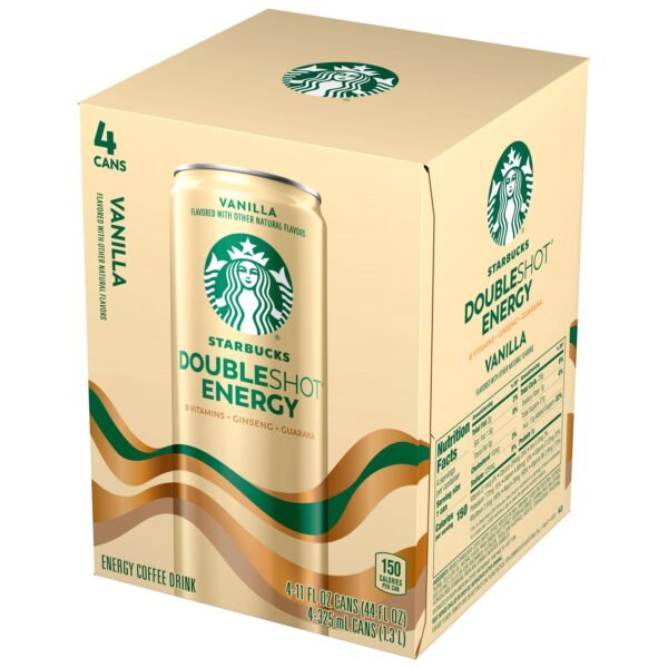 53983c93-5187-43f7-820d-ba95984ddfde.8fedde32c7cb921ca43b09182879c8e1.jpeg Starbucks Doubleshot Energy Vanilla Coffee Energy Drink, 11 oz, 4 pack Cans