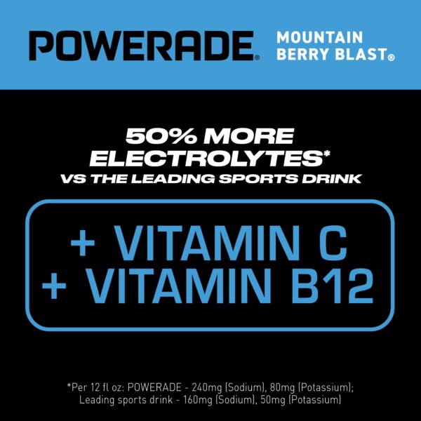 POWERADE Mountain Berry Blast Electrolyte Sports Drink Bottle, 28 fl oz