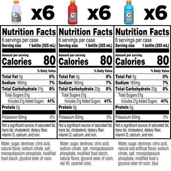 Gatorade Thirst Quencher Electrolyte Sports Drink, Fruit Punch, Glacier Cherry, Cool Blue Variety Pack, 12 fl oz, 18 Count Bottles