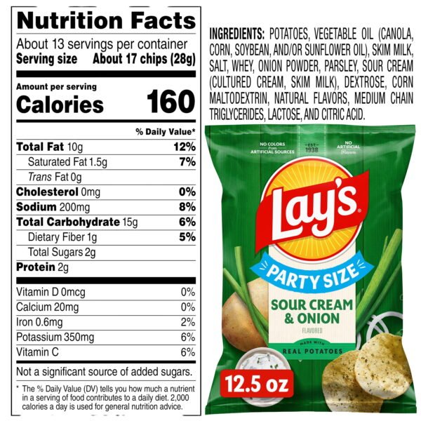 73ca1283-58b4-46bd-b8d3-505aaad92760.d7a47bf6cce4a28be4d01a58a05030d2.jpeg Lay's Sour Cream & Onion Flavored Potato Chips, Party Size, 12.5 oz Bag
