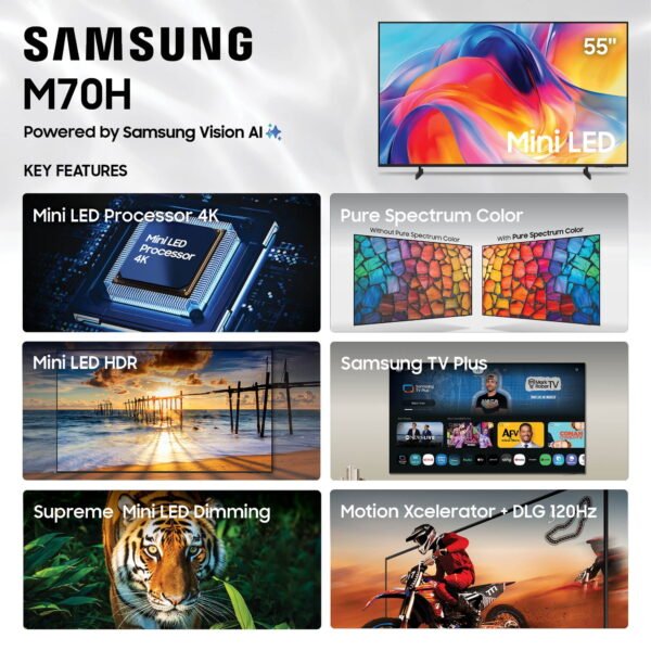 Samsung 55” Class M70HB Series Mini LED 4K UHD Samsung Vision AI Companion Smart Tizen TV 2026 - UN55M70HBFXZA