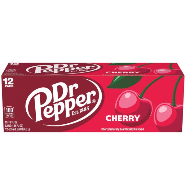 Dr Pepper Cherry Soda Pop, 12 fl oz, 12 Pack Cans