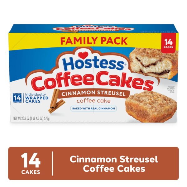 7e831b5d-af24-46fd-9a62-49f5fd1ff98c.5df48041ba8356225e634899053a0aad.jpeg Hostess Coffee Cakes, Cinnamon Streusel Snack Cakes, 20.25 oz Box (14 Count)