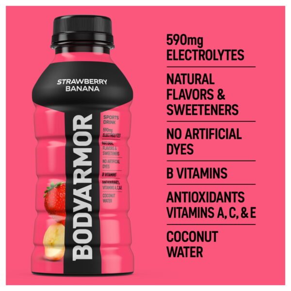 BODYARMOR Strawberry Banana Sports Drink Bottles, 12 fl oz, 8 Pack