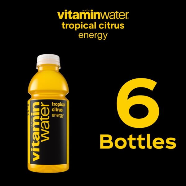 vitaminwater Energy Tropical Citrus Flavored Water Beverage Bottles, 16.9 fl oz, 6 Pack
