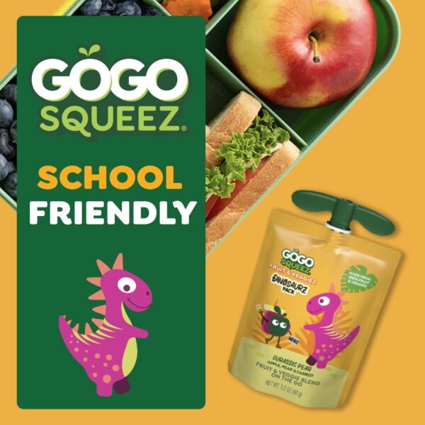 GoGo squeeZ FruitZ & VeggieZ Dino Pear Peach Carrot Applesauce Pouches, 3.2 oz (16 Pack)