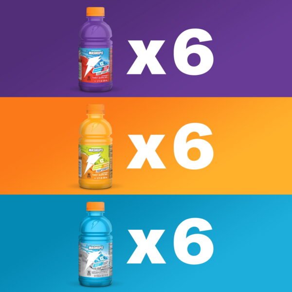 Gatorade Thirst Quencher Electrolyte Sports Drink, Mashups Variety Pack, 12 fl oz, 18 Count Bottles