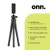 onn. Focus 12" Flexible Mini Tripod with Smartphone Cradle, GoPro Mount & Adjustable Ball Head, Portable Camera Tripod for Smartphones, Compact Cameras & Action Cameras, Black