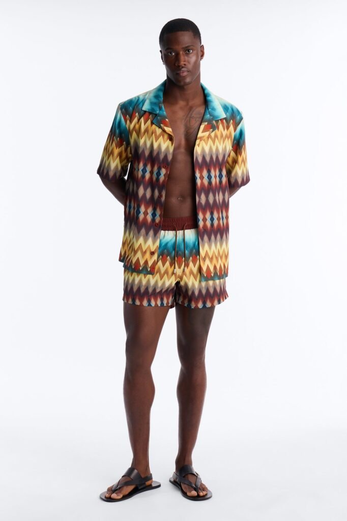 Geometric Blur Swim Trunk 4″