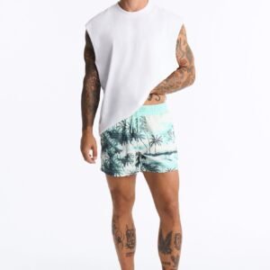 Tropical Palms Swim Trunk 4″