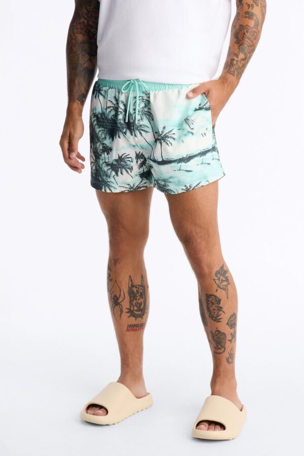Tropical Palms Swim Trunk 4″