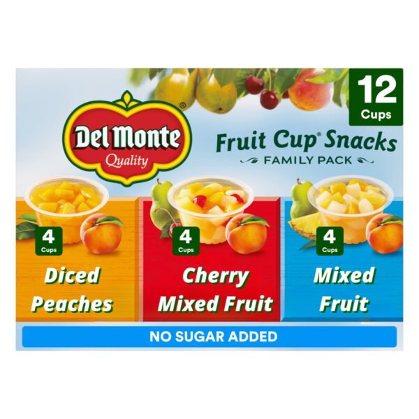 Del Monte No Sugar Added Fruit Cup Snacks Snacks, 4 oz Cup (Pack of 12)