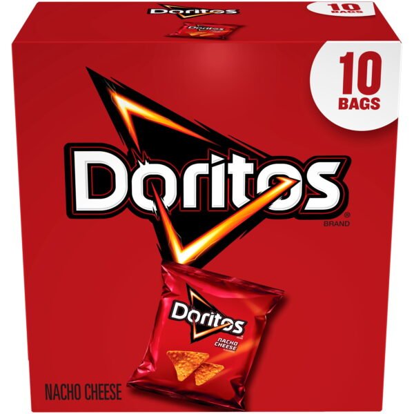 Doritos-Nacho-Cheese-Tortilla-Snack-Chips-1oz-10-Count-Bags_af69ec2d-295f-4886-aa69-7fe0254463b1.09559ea76a14a201c7f91142f95c1299.jpeg Doritos Nacho Cheese Flavored Tortilla Chips 1 oz, 10 Count