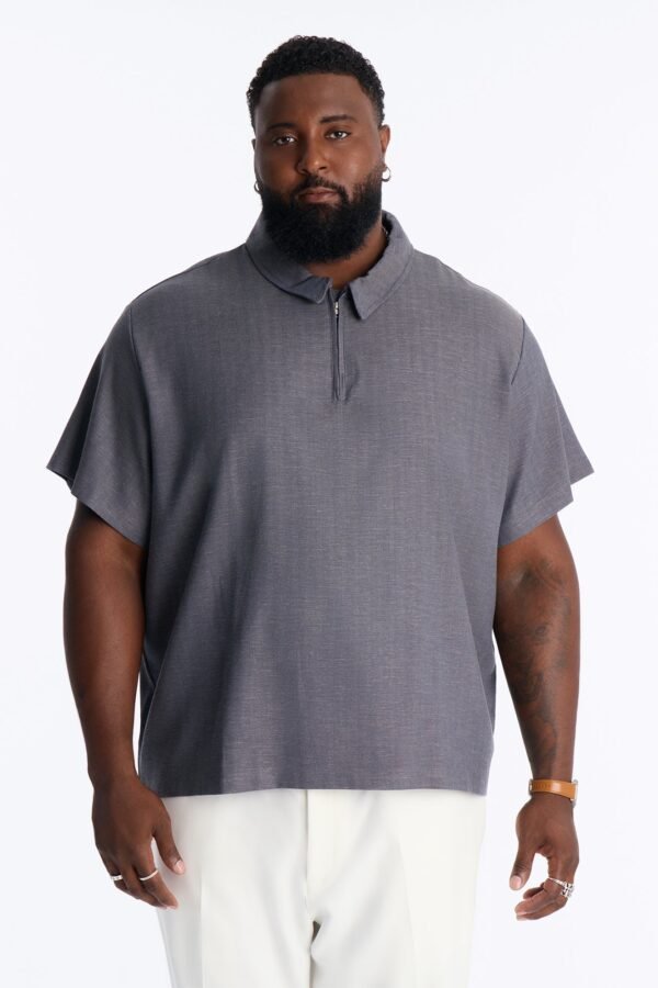 Laurel Linen Quarter Zip Polo