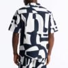 Seersucker Abstract Geo Printed Closed Collar Shirt