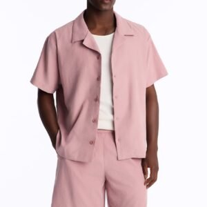 Neo Faux Suede Relaxed Cuban Collar Shirt