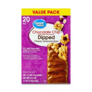 Chocolate Chip Dipped Chewy Granola Bars, 1.1 oz Paper Box, 20 Count