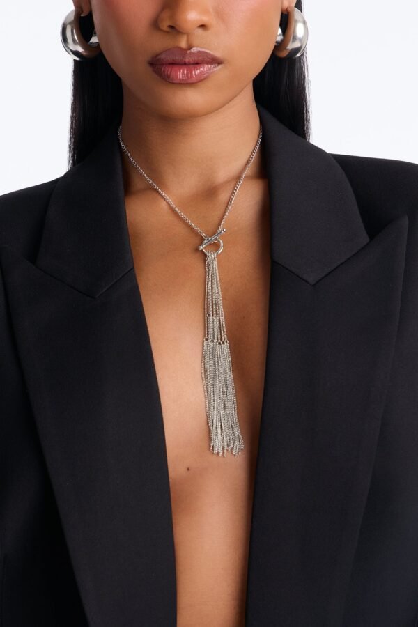 Not Going Anywhere Fringe Lariat Necklace