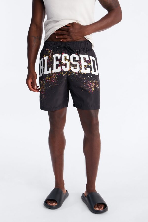 Blessed Splatter Painted Swim Trunk 7″