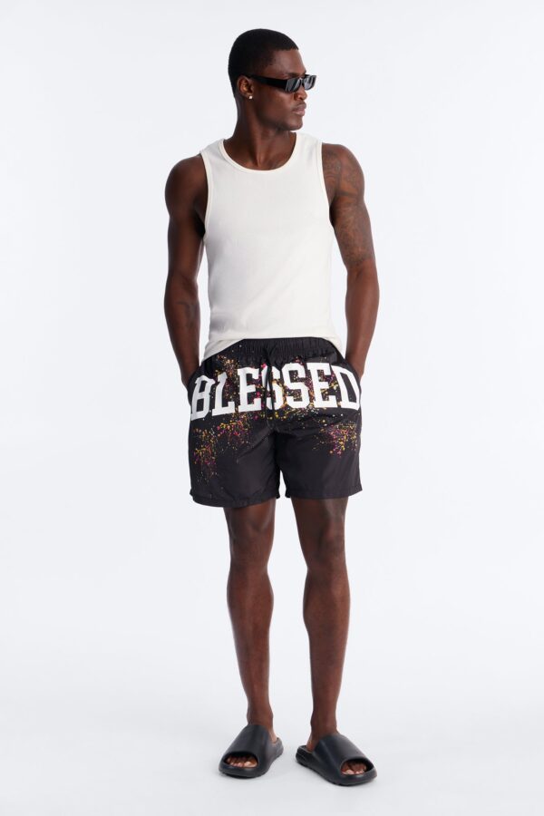 Blessed Splatter Painted Swim Trunk 7″