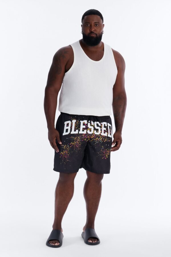 Blessed Splatter Painted Swim Trunk 7″