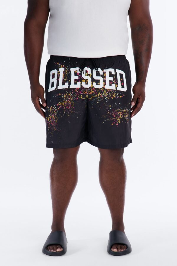 Blessed Splatter Painted Swim Trunk 7″