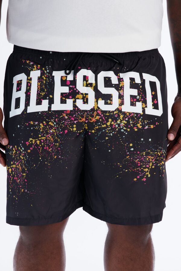Blessed Splatter Painted Swim Trunk 7″