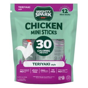 Mighty-Spark-Teriyaki-Style-Mini-Chicken-Sticks-6-oz-Bag-3g-Protein-per-Serving-12-Count_9933f7f0-3543-41a5-9d31-e64a932600dd.d26ebc02ed1cdba43723f6c9106060f7.jpeg Mighty Spark Teriyaki Style Mini Chicken Sticks, 6 oz Bag – 3g Protein per Serving, 12 Count