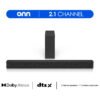 Onn 2.1 Soundbar System with Wireless Subwoofer, 480W Peak Power, Bluetooth, Black