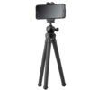 onn. Focus 12" Flexible Mini Tripod with Smartphone Cradle, GoPro Mount & Adjustable Ball Head, Portable Camera Tripod for Smartphones, Compact Cameras & Action Cameras, Black