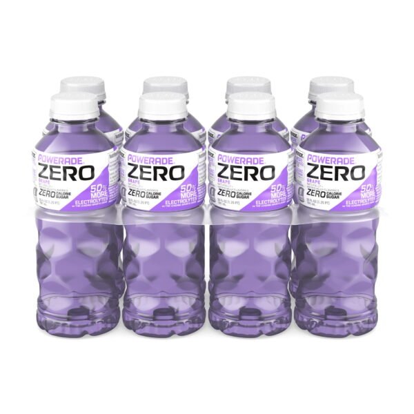 POWERADE Zero Sugar Grape Electrolyte Sports Drink Bottles, 20 fl oz, 8 Pack