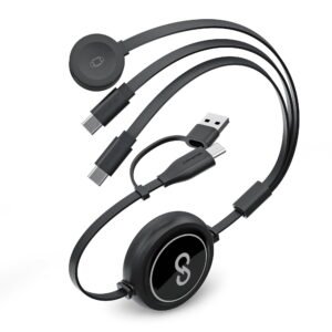 Powertek-3in1-Universal-Retractable-Watch-Charger-Black_9e1aa7d0-1225-4916-ad08-686627f30111.c13cf70d9fba70f756141165918cbfde.jpeg Powertek 6 ft. 3-in-1 Retractable USB-C and Universal Watch Charger, Black