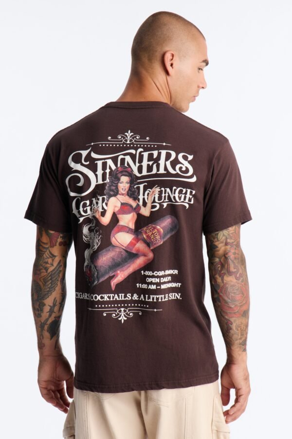 Sinners Cigar Lounge Vintage Oversized Short Sleeve Tee