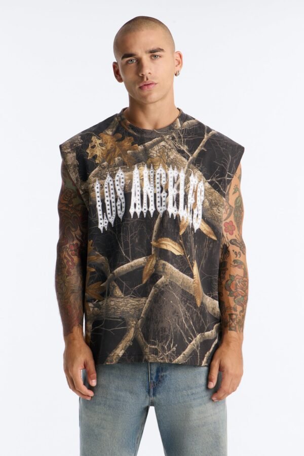 Real Tree Shadow Los Angeles Rhinestone Fleece Muscle Tee